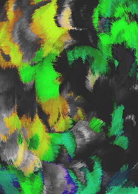green black and yellow curly painting pattern abstract ...