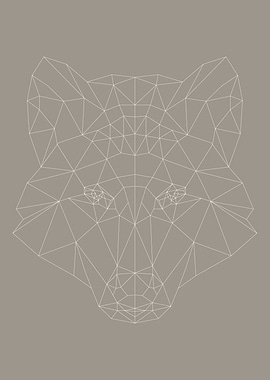 Low poly art wire frame of a wolf.