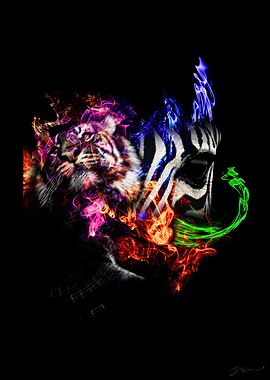 Tiger and zebra abstract