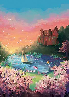 Sail down the river, towards the rainbow sunset.