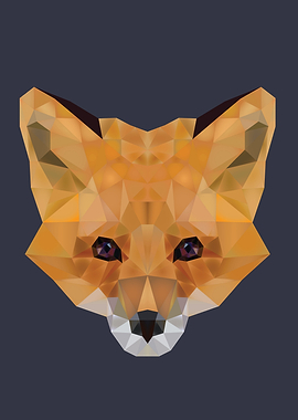 Low poly art of a fox on a blue background