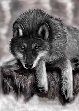 Wolf relaxing in a cold day...