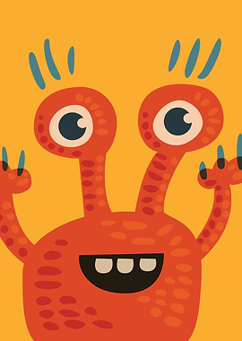 Cute illustration featuring a cartoon character in ora ...