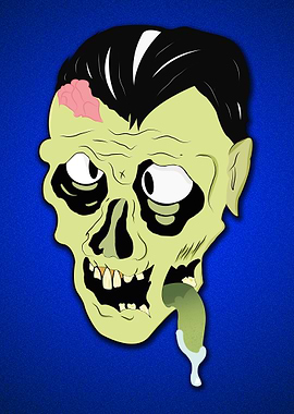 Zombie on blue metal flake.