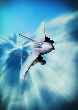 Grumman F-14 Tomcat thunders through the clouds