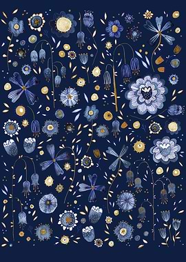 Indigo Flowers at Midnight