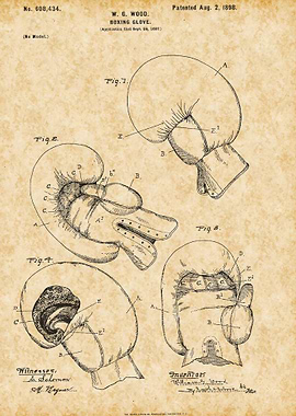 Vintage boxing glove patent illustration