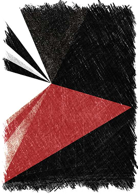 Red Triangle piercing the black in charcoal and colour