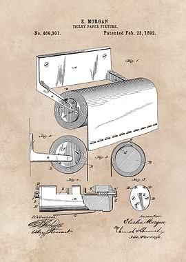 patent art Morgan Toilet paper fixture 1892