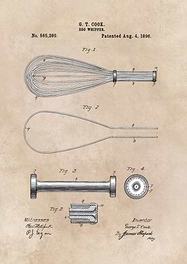 patent art Cook Egg Whipper 1896