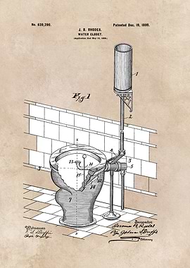 patent art Rhodes Water Closet 1899