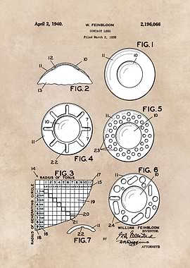 patent art Feinbloom Contact Lens 1938