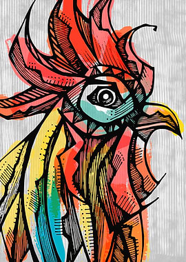 Hand drawn vector illustration or drawing of a rooster ...