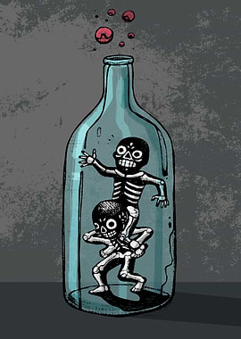 Hand drawn illustration or drawing of a pair of skeleto ...