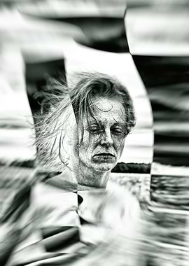 Abstract portrait of woman with closed eyes.