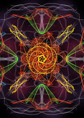 Orange and Yellow Mandala in silk