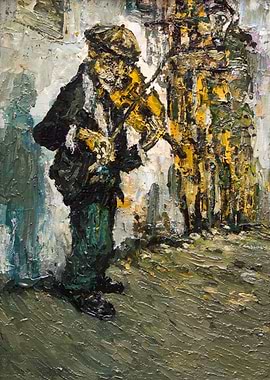 violinist street gypsy musician, original oil painting ...