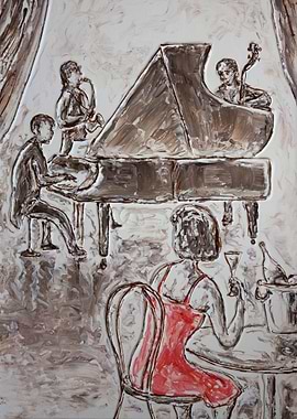 original monochrome painting on canvas, a single lady i ...