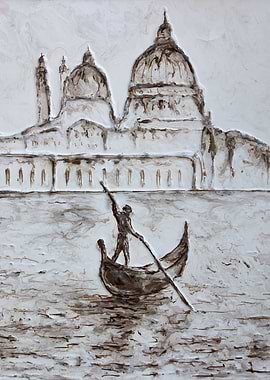 venice - monochrome original painting on canvas, part o ...
