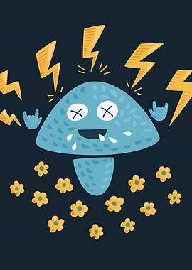 Heavy Metal Mushroom. Funny mushroom illustration featu ...