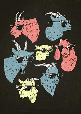 Goats in Sunglasses by Ronan Lynam - Goat Art / Vintage ...