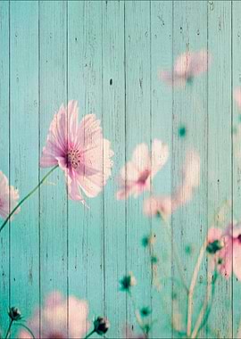 Sweet Flowers on Wood 07