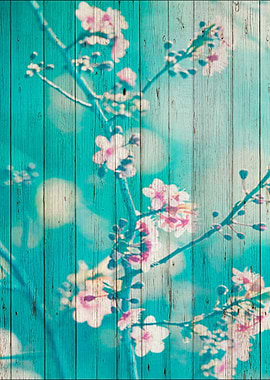 Sweet Flowers on Wood 01