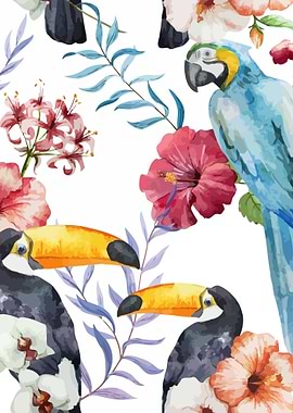 Tropical Bird Pattern 01