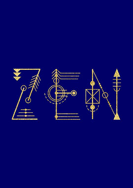 Zen written in golden sacred geometry letters. Zen is a ...