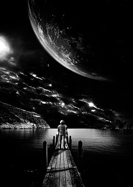 Black and White Into the Space.