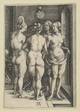 Albrecht Dürer - Four naked women, 1497, engraving; Co ...