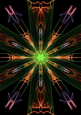 Original mandala, orange swords into green jewelled bas ...