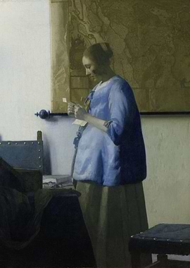 Johannes Vermeer - Woman Reading a Letter, c. 1663, oil ...