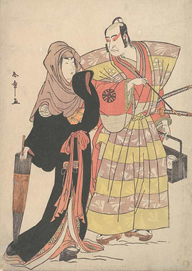 Vintage asian lifestyle woodcut