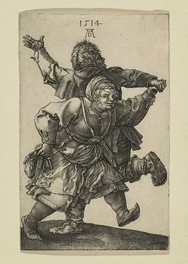 Albrecht Dürer - Peasant Couple Dancing, 1514, engravin ...