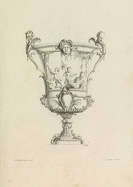 Vintage graphic of Vase with ornaments