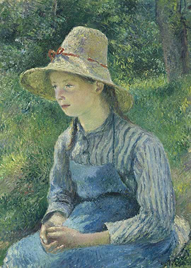 Camille Pissarro - Peasant Girl with a Straw Hat, 1881, ...