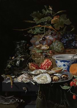 Abraham Mignon - Still Life with Fruit, Oysters, and a ...
