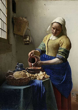 Johannes Vermeer - The Milkmaid, c. 1660, oil on canvas ...