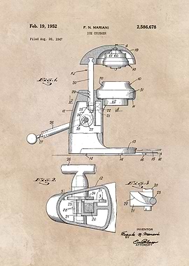 patent art Mariani Ice crusher 1952