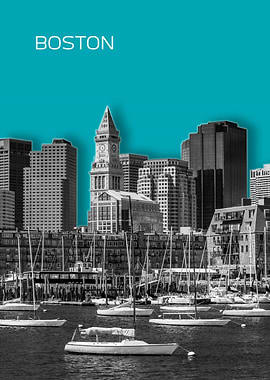 BOSTON Skyline Graphic Art