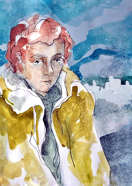 'Curly boy' Painted with watercolours on paper. It's a ...