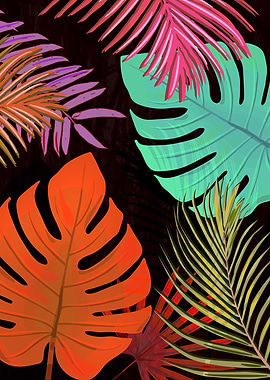 TROPICAL LEAVES & BLACK 2A