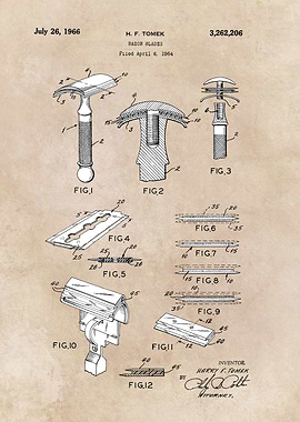 patent art - Tomek - Razor blades - 1964