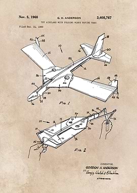 patent art - Anderson - Toy airplane with folding wing ...