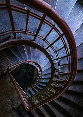 Blue spiral staircase