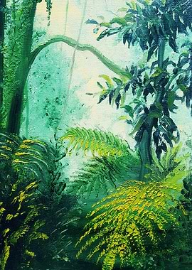 Rainforest Lights and Shadows. Orignal Oil on Canvas, c ...