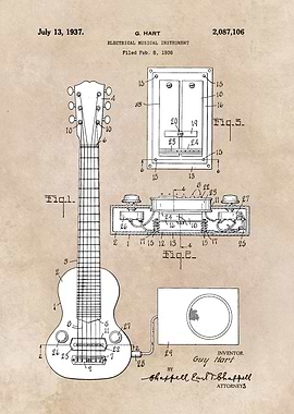 patent art Hart Electrical musical instrument 1937