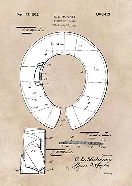 patent art Mahoney Toilet seat cover 1927