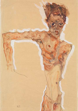 Egon Schiele - Self-Portrait, 1911, watercolor, gouache ...